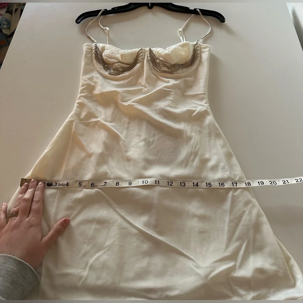 NEW House of CB Grace Ivory Crystallized Mini Dress Lace Velvet S A-C Cup - Picture 6 of 8